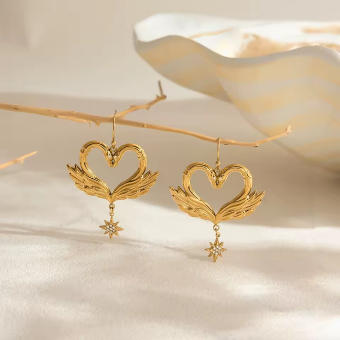 Golden Swans Earrings