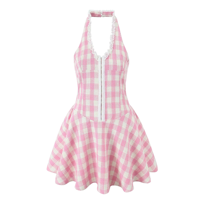 Rosette Linen-Cotton Mini Dress