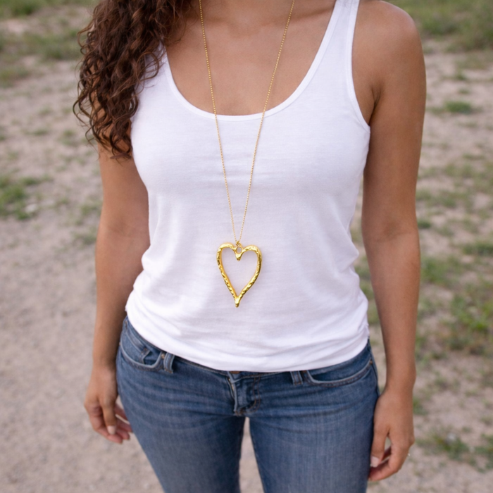 Open Heart Long Necklace