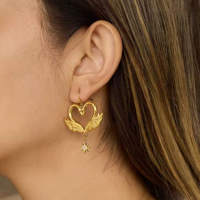 Golden Swans Earrings