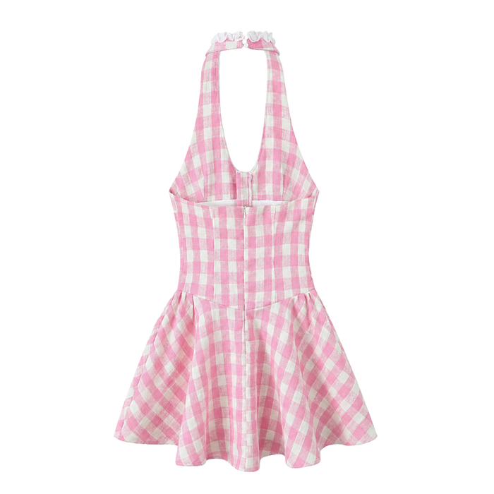 Rosette Linen-Cotton Mini Dress