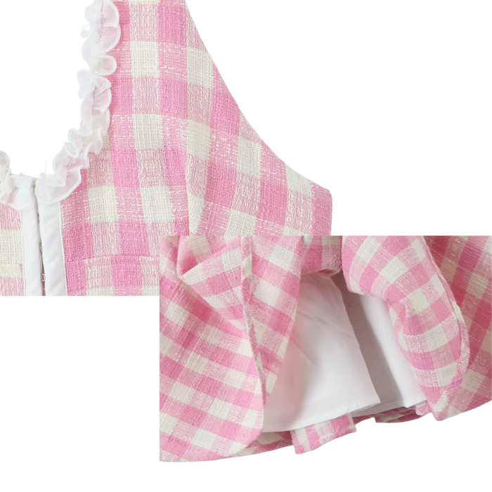 Rosette Linen-Cotton Mini Dress