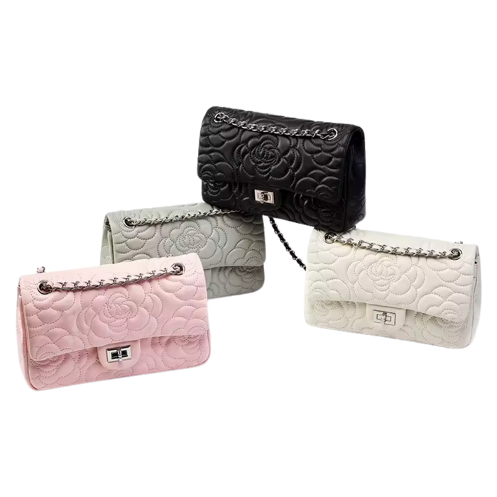 Embossed Camellia Double Flap