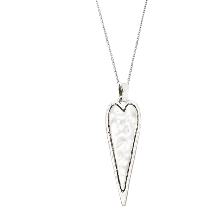 Hammered Heart Long Necklace