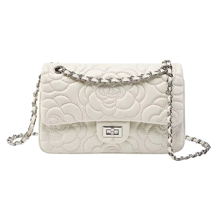 Embossed Camellia Double Flap