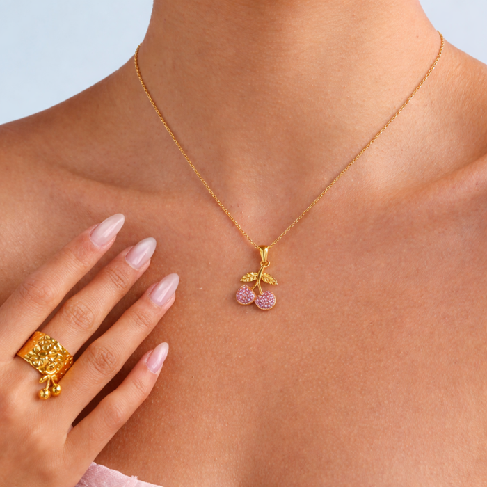 Pink Cherry Necklace