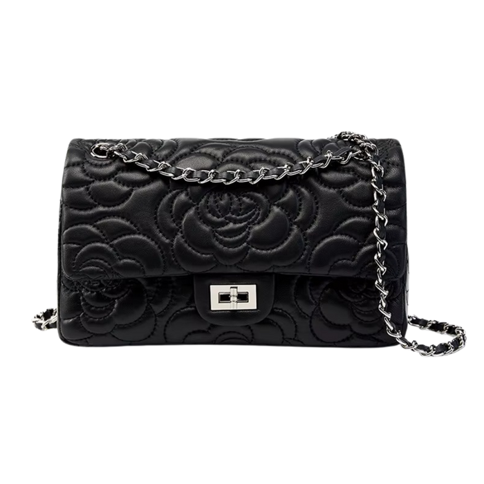 Embossed Camellia Double Flap