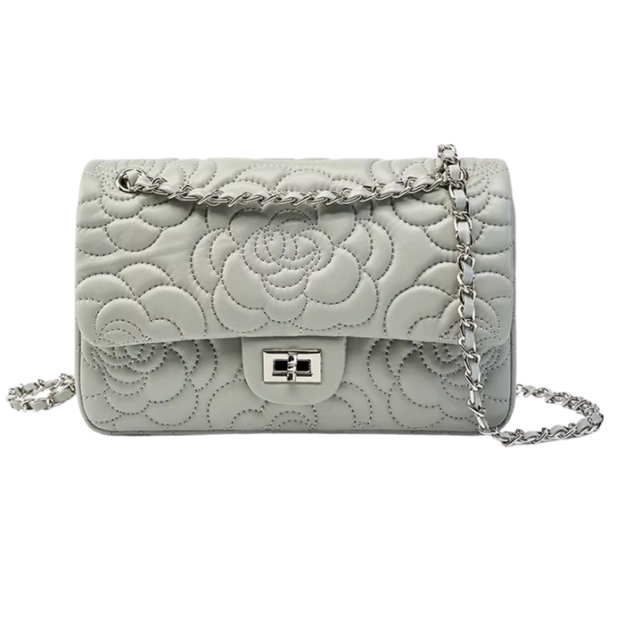 Embossed Camellia Double Flap